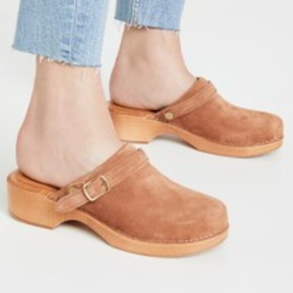 NEW RE/DONE Made In Italy Leather 70's Classic Clogs Cuoio for women 567mn - Picture 1 of 9
